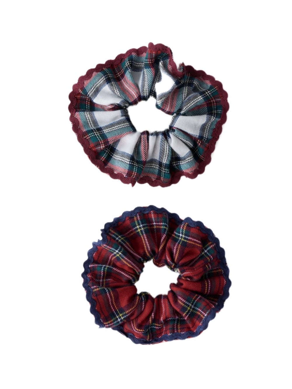 Zara Plaid Scrunchie Set in Burgundy, Navy, White